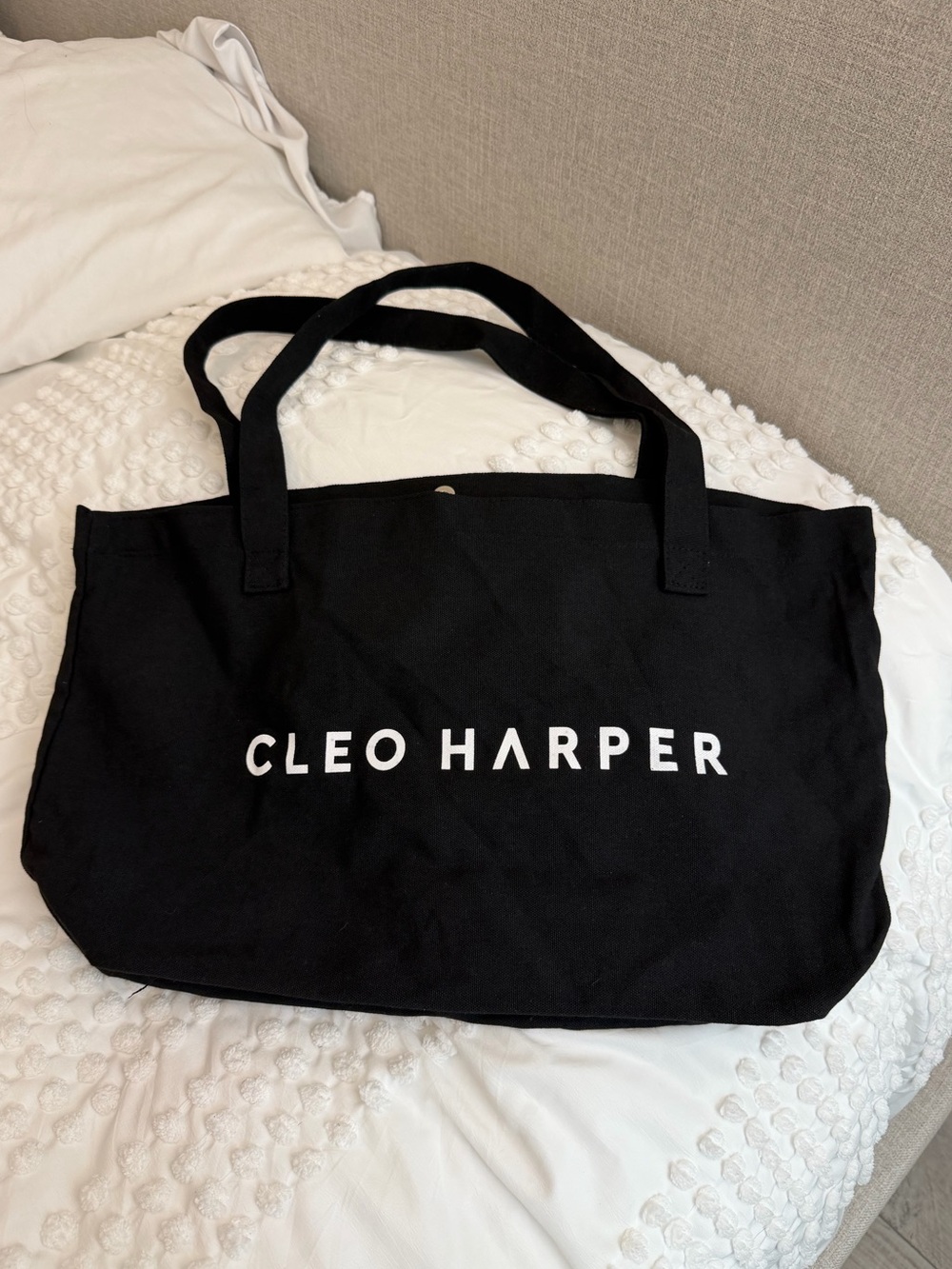 Cleo Harper Black Cotton Bag Gym Tote